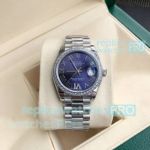 AAA Clone Rolex Datejust Swiss 2236 Purple Face Roman Diamond Bezel 904L Ladies Watch 